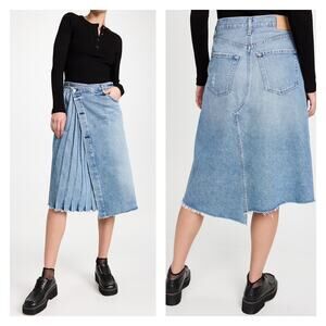 Citizens Of Humanity Kellen Pleated Wrap Denim Jean Skirt Size 24